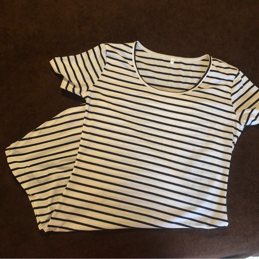 Black and white striped t-shirt dress